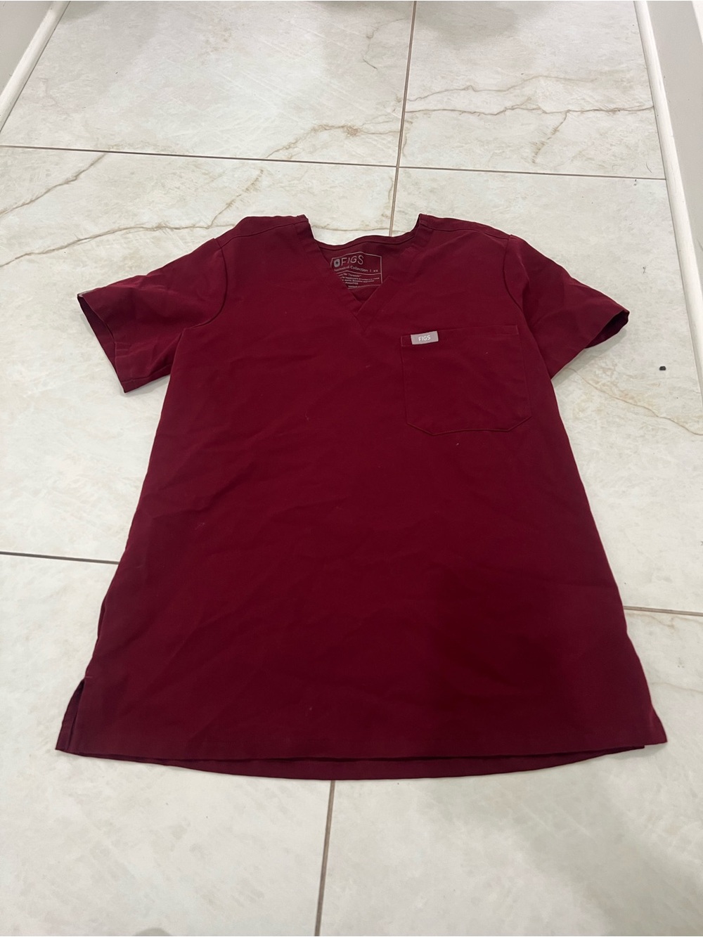 Figs Maroon Technical Collection Catarina Scrub Top Size XS